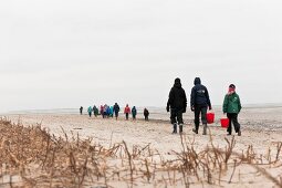 Kindergruppe mit Betreuern im Watt