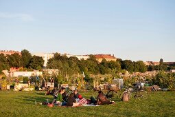 People in Tempelhof garden, Berlin, Germany