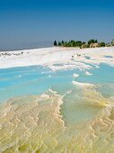 View of Pamukkale in Aegean, Turkey