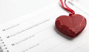Kalender, Valentinstag, Rotes Herz, 14. Februar, Kalendereintrag