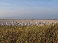 View of beach at Spiekeroog, Lower Saxony, Germany