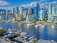 View of False Creek through West End Port in Vancouver, British Columbia, Canada