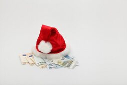 Weihnachtsgeld, Geld, rot, Weihnachtsmütze