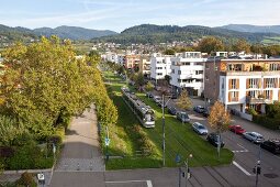 View of Vauban in Freiburg, Germany, aerial view
