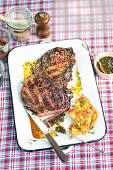 Grilled beef steaks