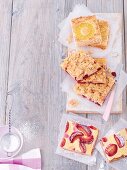 Three different fruit tray bake cakes