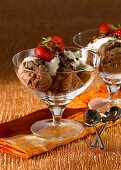 Chocolate ice cream with chocolate sponge and cream