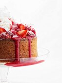 Coconut and lime cake with strawberries and raspberries