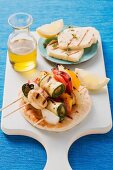 Grilled vegetable kebabs and halloumi from Cyprus