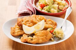 Wiener Schnitzel (breaded veal escalope) with potato salad