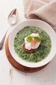 Spinach soup with a poached egg