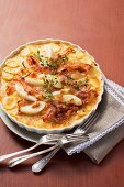 Potato bake with pears and bacon