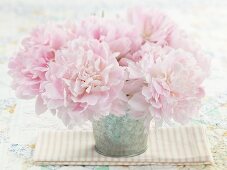 Pretty Pink Peonies in a Vase on a Table