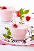 Strawberry soup in a glass cup
