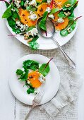 Chard salad with oranges, blue cheese and walnuts