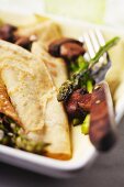 Asparagus and Mushroom Crepes; Fork