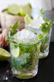Ginger and mint drink with crushed ice
