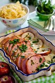 Baked smoked pork chops with apple