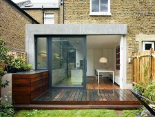 View into dining room through open terrace door