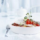 Cod with potatoes and cherry tomatoes