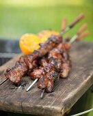 Pork kabobs with honey glaze