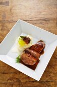 Duck breast with creamy celery