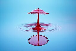 Künstlerische Aufnahme von roten Wassertropfen