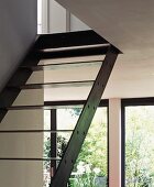 Metal staircase in living room (detail)