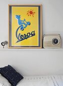 Picture next to retro radio on shelf