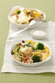 Barley au gratin with vegetables and a cream sauce