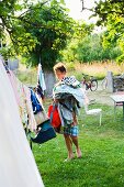 Woman bringing in washing