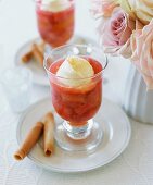 Rhubarb dessert with clotted cream