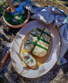 Monkfish with herb filling