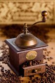 Nostalgic coffee grinder with coffee beans