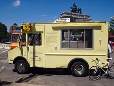 An ice cream tuck at the Food Truck Rally in Grand Army Plaza, Brooklyn, NY