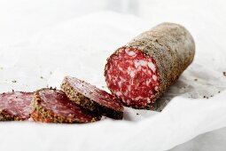 Partially Sliced Peppered Salami