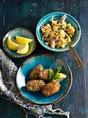 Oriental party snack of kofta and salad