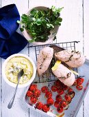 Sumac chicken with polenta and tomatoes