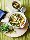Chinese vegetable soup with chicken and glass noodles