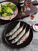 Grilled mackerel with lettuce hearts and amontillado sherry