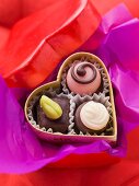 Chocolates in a heart-shaped box