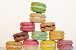 A pyramid of different coloured macaroons