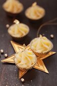 Christmas confectionery decorated with gold leaf