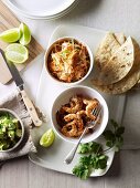 Soft shell tacos, prawns, avocado and cabbage salad