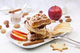 Waffles with apples and cinnamon