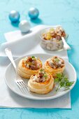 Vol-au-vents with herring salad for Christmas