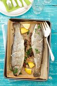 Stuffed trout with buckwheat and herbs