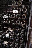 Wine sorted by ages in the wine cellar of Chateau Canon, Saint Emilion