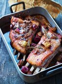 Roast pork with apples and rosemary