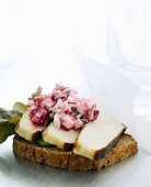 Smörrebröd with smoked cheese (Denmark)